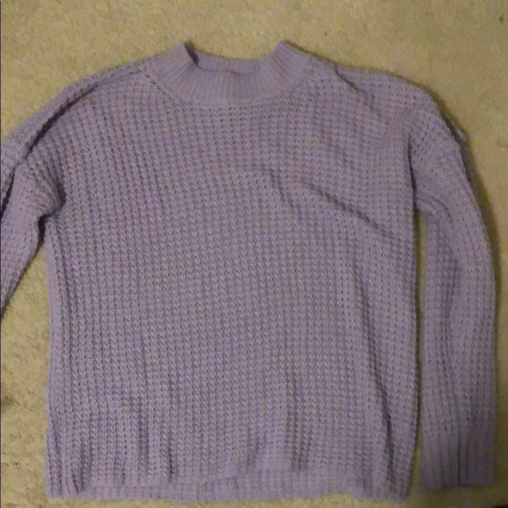 Mock Neck Purple Knit Sweater